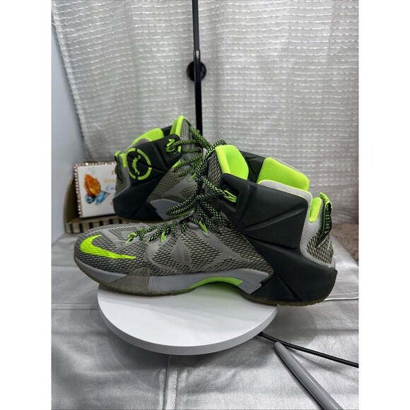 (T5)Nike Lebron XII Dunkman Force Grey Black Green 684593-001 Size 10.5 -2014 main image 11